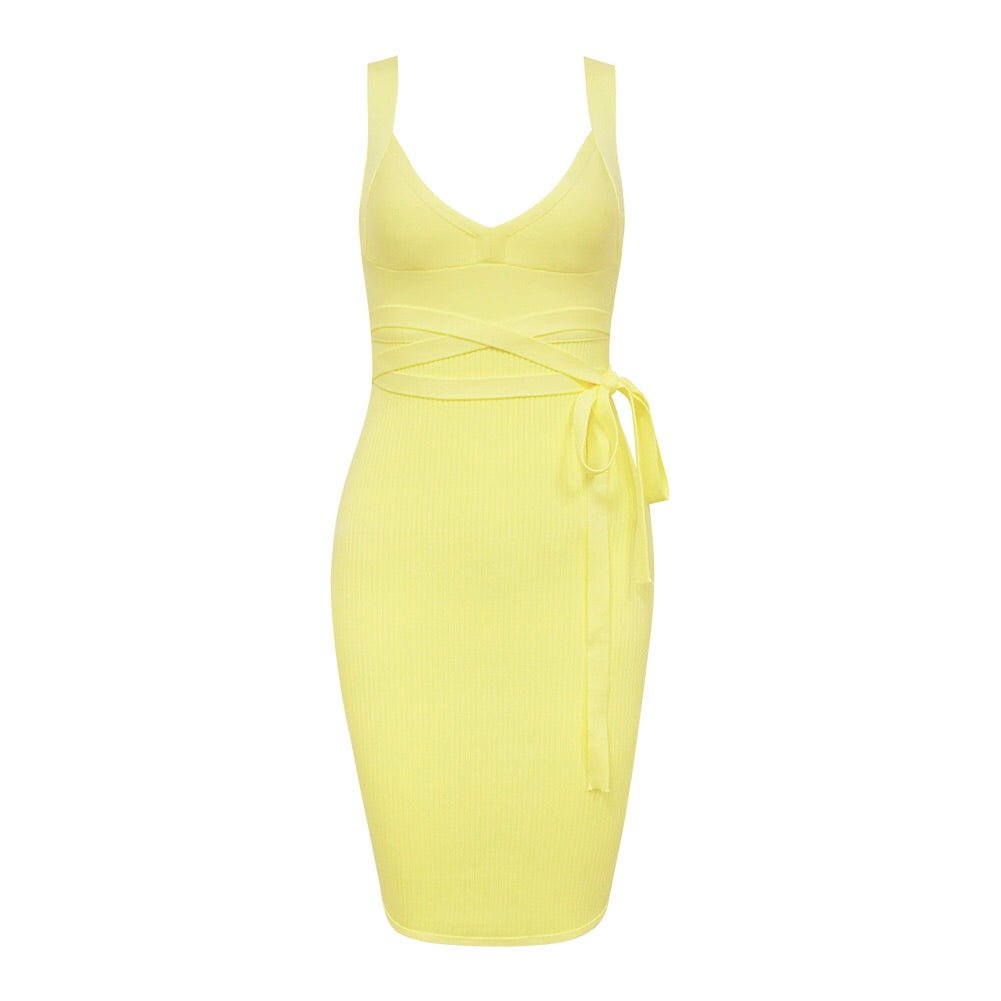 Kenna Light Yellow Mini Bandage Dress