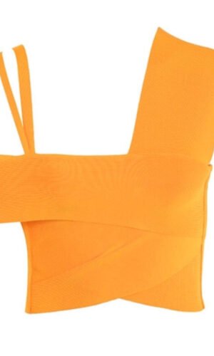 Yara Orange Two Piece Bandage Pants Set