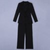 Kori Black Tie Belt Suit Set - Image 7