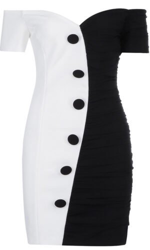 Lea Black White Short Sleeve Mini Dress