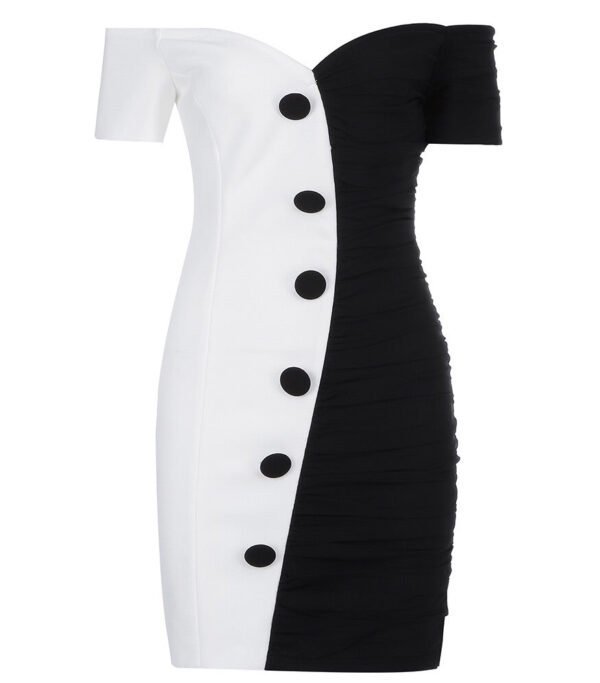 Lea Black White Short Sleeve Mini Dress