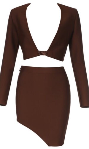 Katherine Brown Two Piece Backless Long Sleeve Mini Dress