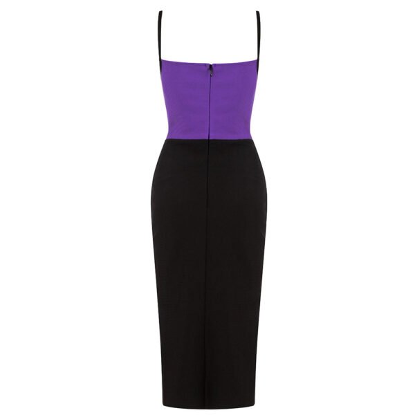 Brooke Purple Black Spaghetti Strap Midi Dress - Image 12