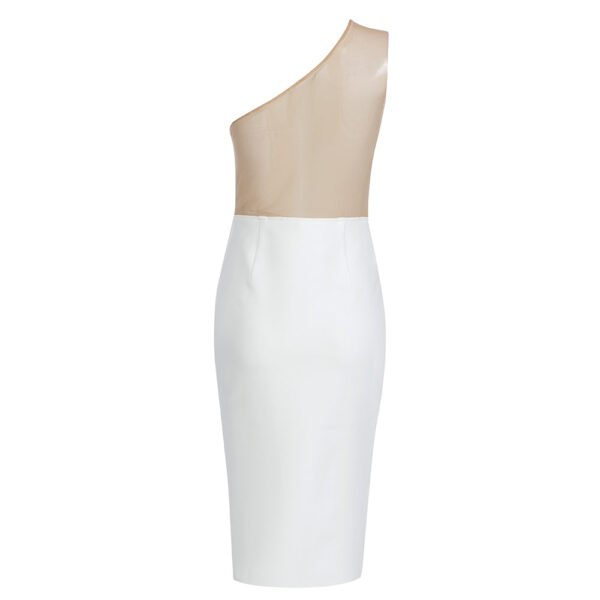 Lola White Mesh Insert One Shoulder Midi Dress - Image 6