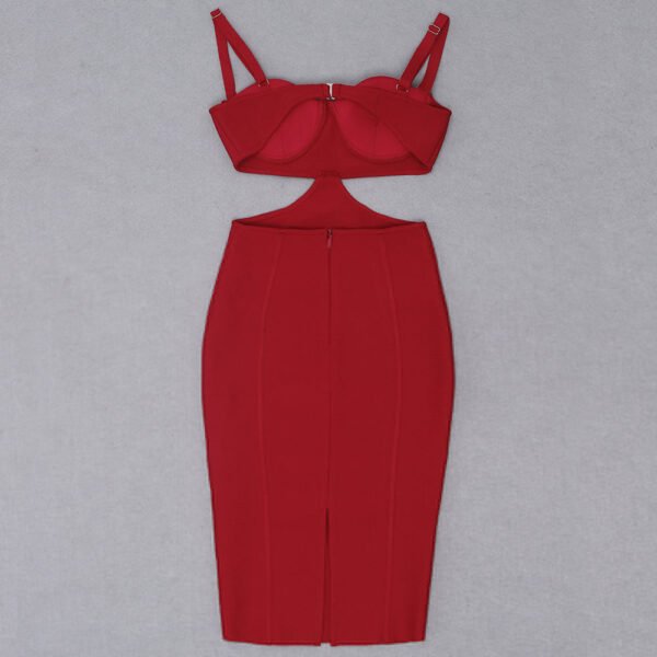 Kelsey Red Cut Out Bustier Midi Bandage Dress - Image 3