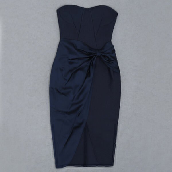 Everleigh Strapless Navy Blue Midi Dress - Image 5