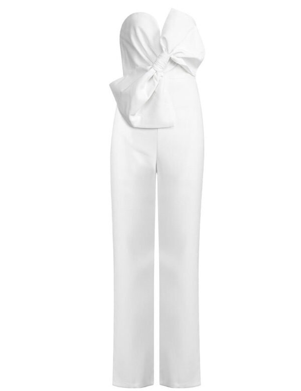 Kai Strapless White Bow Detail Jumpsuit