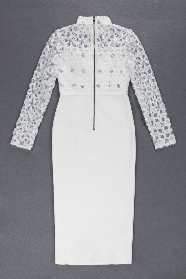 Leona White Long Sleeve Lace Bandage Dress - Image 8