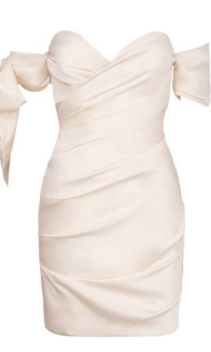 Karter White Off Shoulder Tie Sleeve Mini Dress