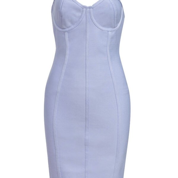 Jaliyah Light Blue Halter Bustier Structured Midi Dress