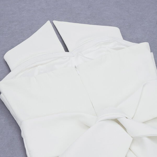 Irina Strapless Draped Detail White Maxi Dress - Image 5