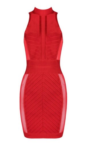 Cheyenne Red High Neck Bandage Dress