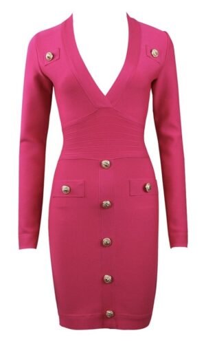 Joy Long Sleeve V Neck Mini Dress