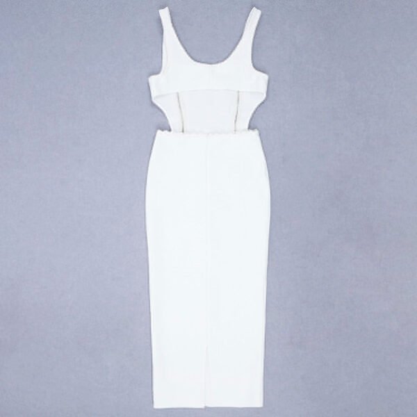 Kynlee White Strap Midi Dress with Crochet Insert - Image 11