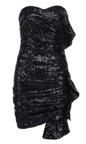 Kaori Black Strapless Sequins Two Piece Dress Set