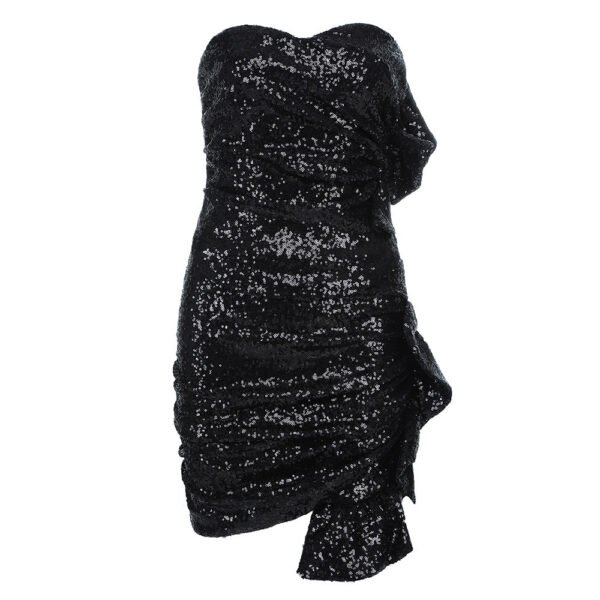 Kaori Black Strapless Sequins Two Piece Dress Set