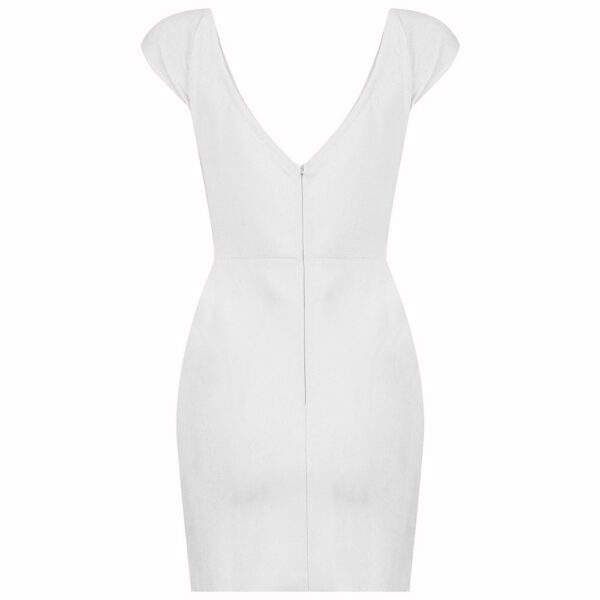 Maren White Cross Over Front Detail Dress with Button - Image 2