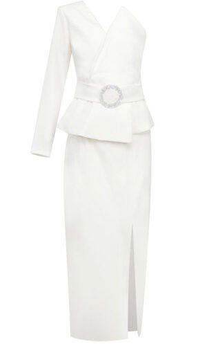 Joanna White One Sleeve Midi Dress