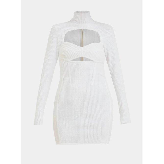 Amabella White Long Sleeve Mini Dress