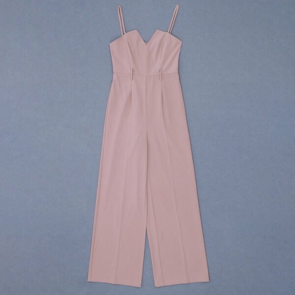 Light Pink Maxi Sleeveless Strap Jumpsuit with Belt - Image 11