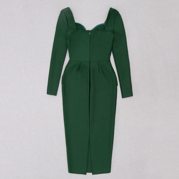 Evelyn Green Long Sleeve Lace Side Midi Dress - Image 7