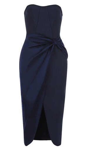 Everleigh Strapless Navy Blue Midi Dress
