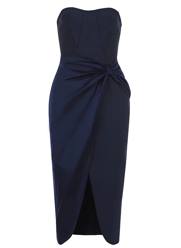 Everleigh Strapless Navy Blue Midi Dress