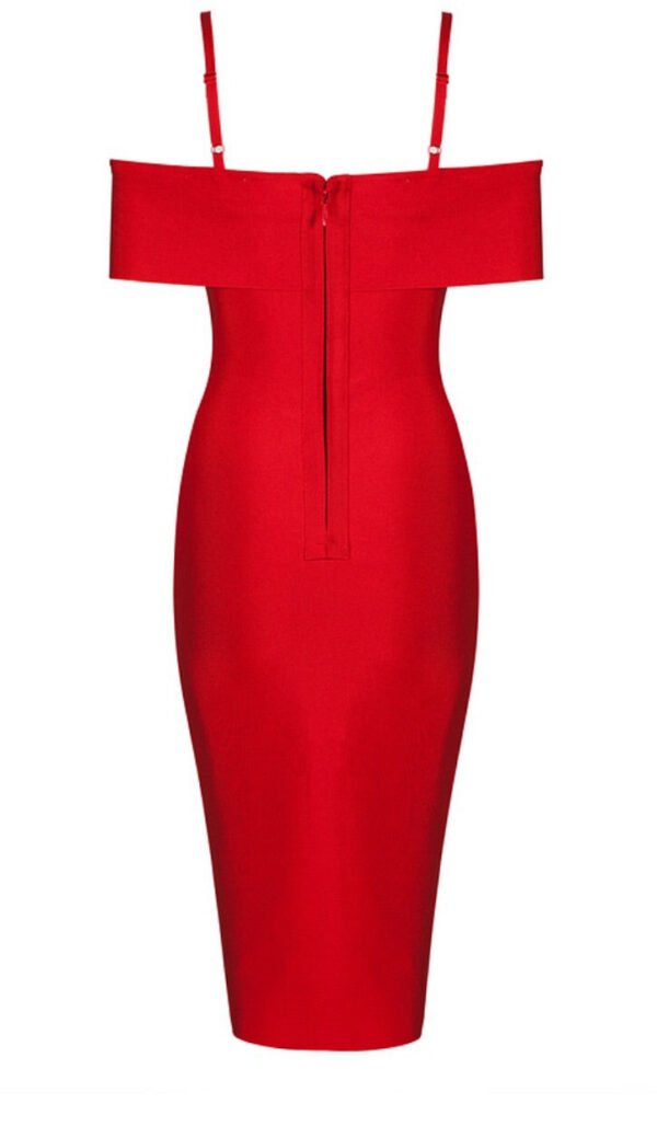 Hayley Red Sexy Neckline Dress - Image 5