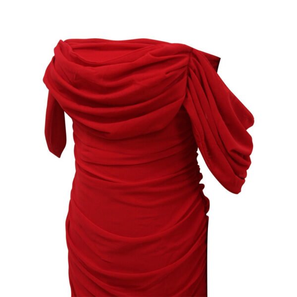 Nicoline Sexy Off Shoulder Midi Dress-Red - Image 4