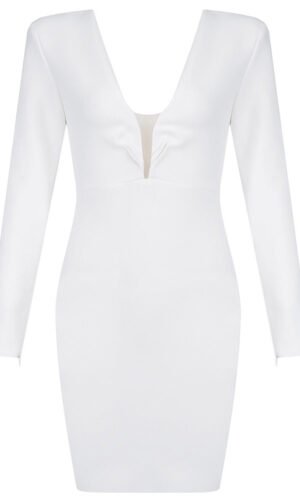 Julissa White Mini Long Sleeve Bandage Dress