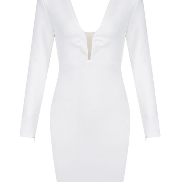 Julissa White Mini Long Sleeve Bandage Dress