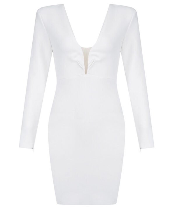 Julissa White Mini Long Sleeve Bandage Dress