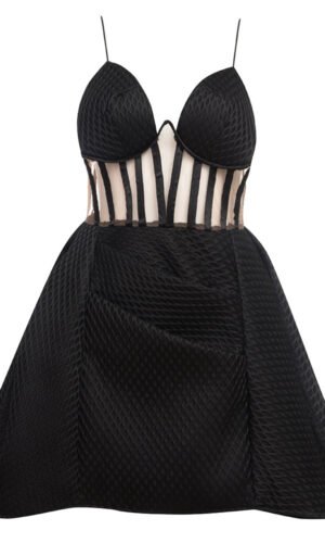 Nalani Black Bustier Mesh Corset Mini Dress