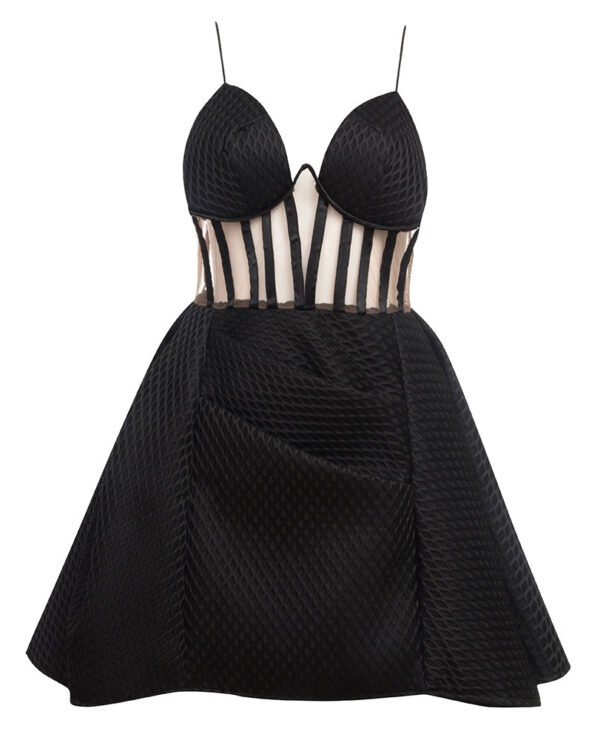 Nalani Black Bustier Mesh Corset Mini Dress