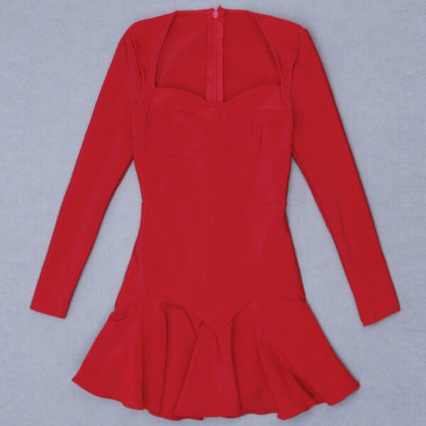 Isabella Red Long Sleeve Mini Dress - Image 2