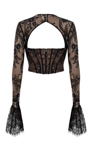 Mariana Black and Beige Lace Two Piece Jumpsuit