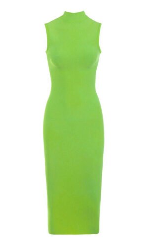 Madilyn Green Sleeveless Midi Bandage Dress