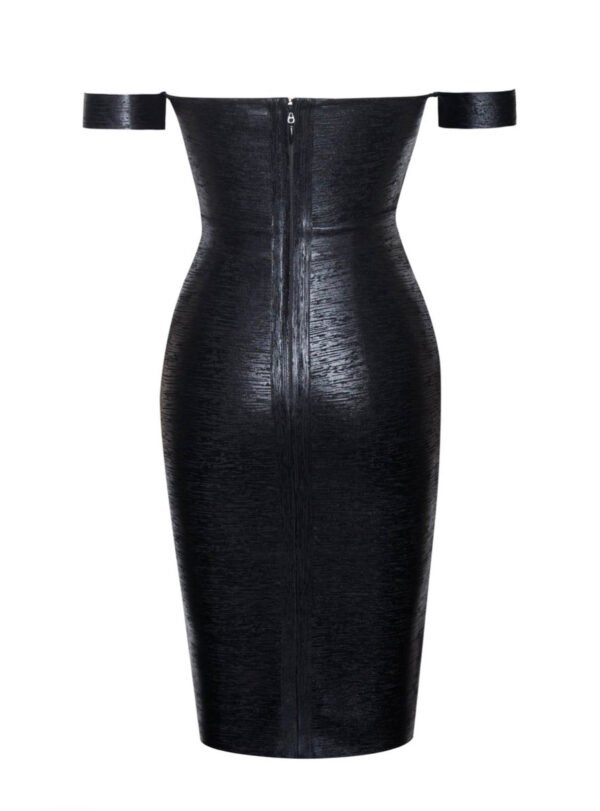 Davina Black Off Shoulder Midi Bandage Dress - Image 4