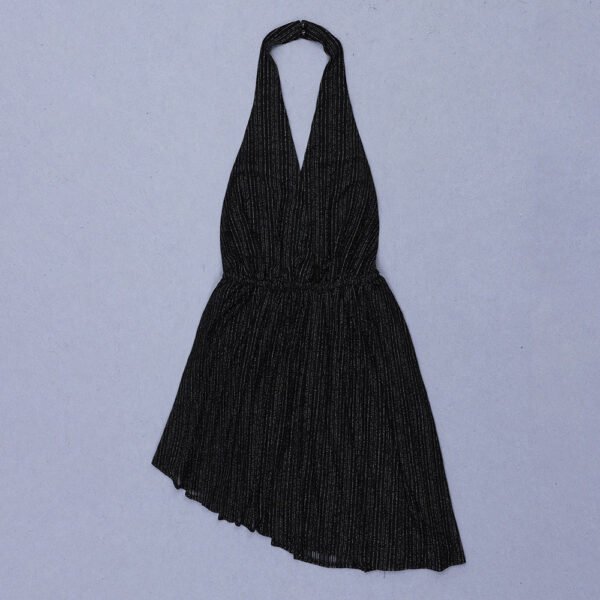 Leslie Black Sexy Open Back Halter Dress - Image 9