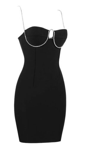 Chaya Mini Spaghetti Strap Dress- Black