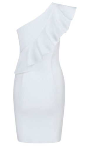 Jacenia White One Shoulder Bandage Dress