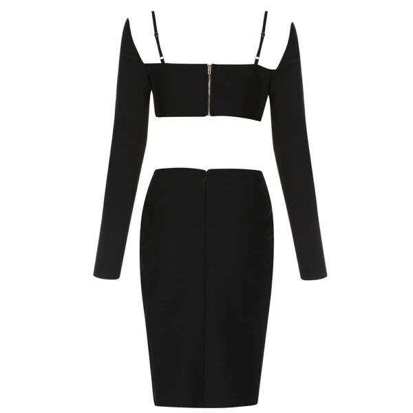 Cassidy Strappy Cut Out Long Sleeve Midi Black Dress - Image 9