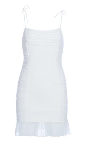 Kiera Mini White Spaghetti Strap Dress