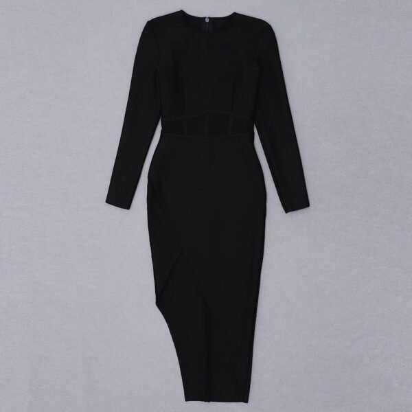 Fay Black Long Sleeve Midi Dress with Mesh Insert - Image 14