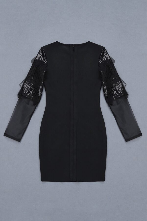 Jowita Black Mini Long Sleeve Dress - Image 3