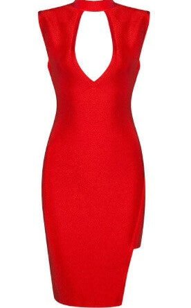 Akua Red Asymmetric Bandage Dress