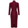 Harmoni Burgundy Long Sleeve Bandage Dress - Image 13