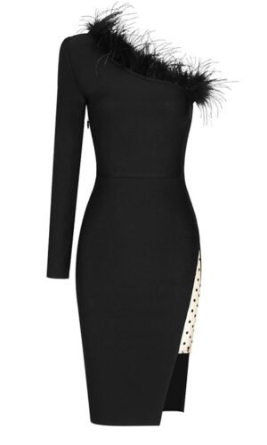 Magnolia Black One Sleeve Midi Dress