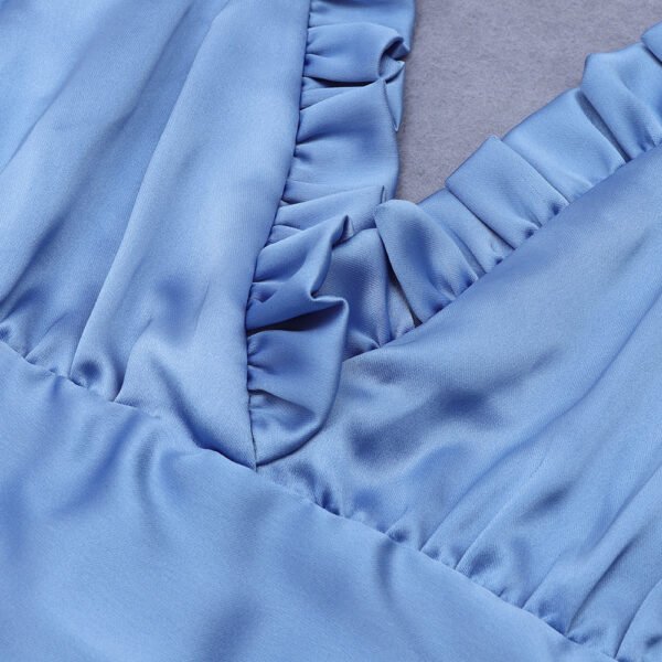 Gracie Light Blue Spaghetti Strap Mini Dress - Frill Detail - Image 7