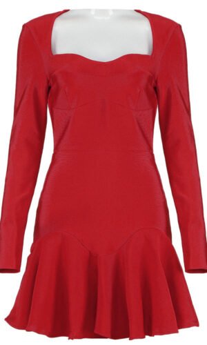 Isabella Red Long Sleeve Mini Dress